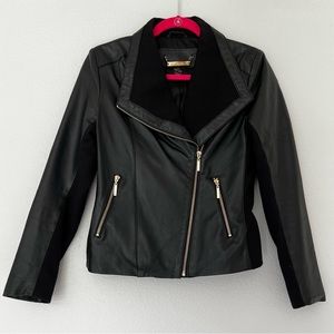 Iman 100% black leather moto jacket